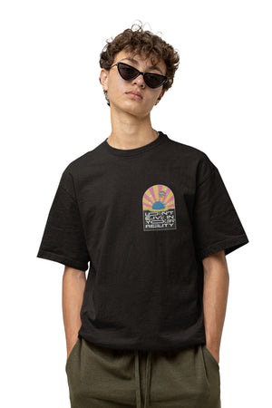 Trance Oversized Pocket Black Tshirt