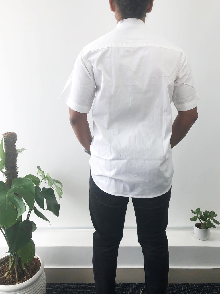 Popline Shirt With Vesica Pisicis Printed Patch Pocket