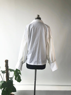 White Oversized Balloon Sleeves Shirt