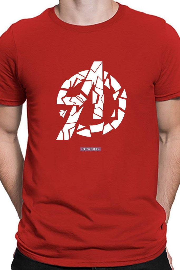 Avengers Endgame - Broken Avengers Logo Red T-Shirt