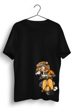 Biker Tiger Black Tshirt