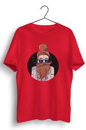 Calm Baba Graphic Printed Red Tshirt