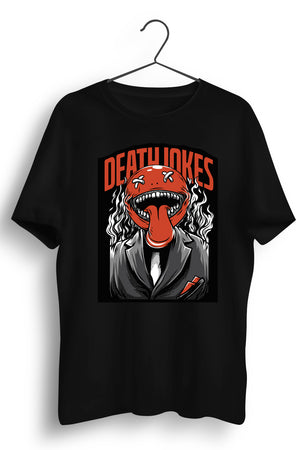 Death Jokes Graphic Printed Black Tshirt