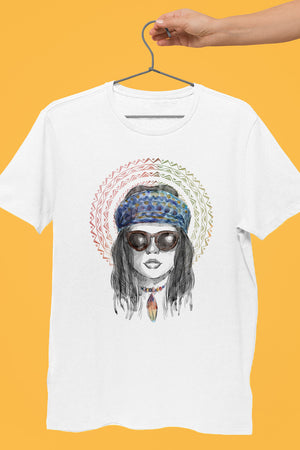 Hippie Girl White Tshirt