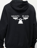 Humanity Religion Graphic Printed Black Hoodie