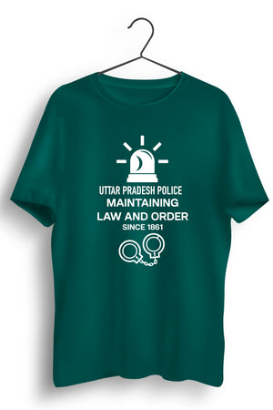 Law and Order U.P Police Green Tshirt