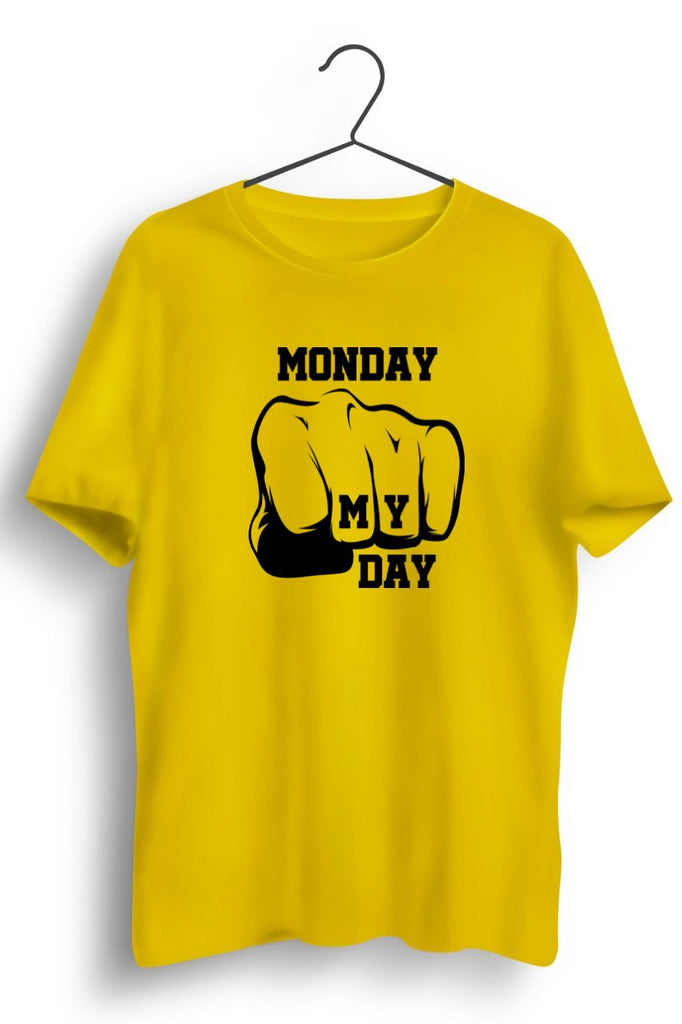 Monday My Day Graphic Printed Yellow Tshirt