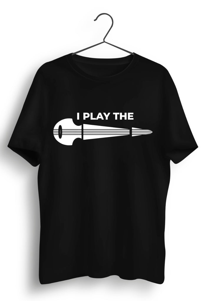 Sarod Horizontal Print Black Tshirt