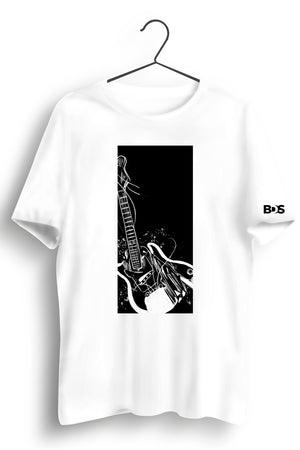 Smash Guitar Graphic Printed White Tshirt