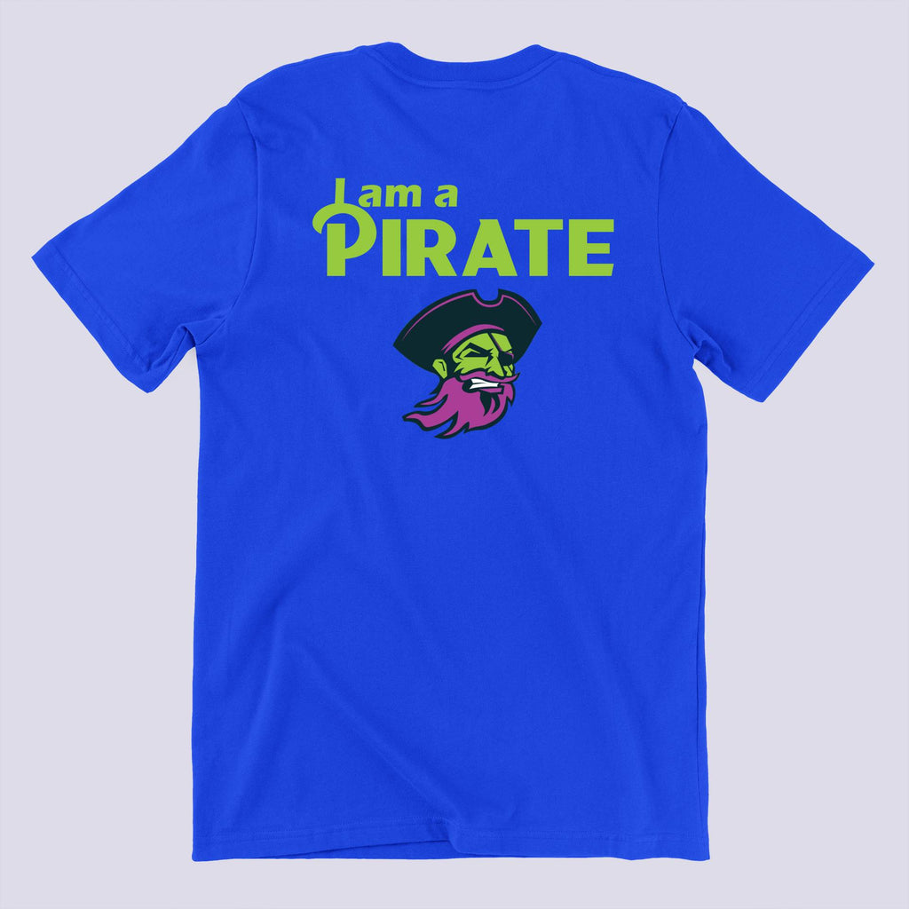 I Am A Pirate Graphic Printed Blue T-shirt