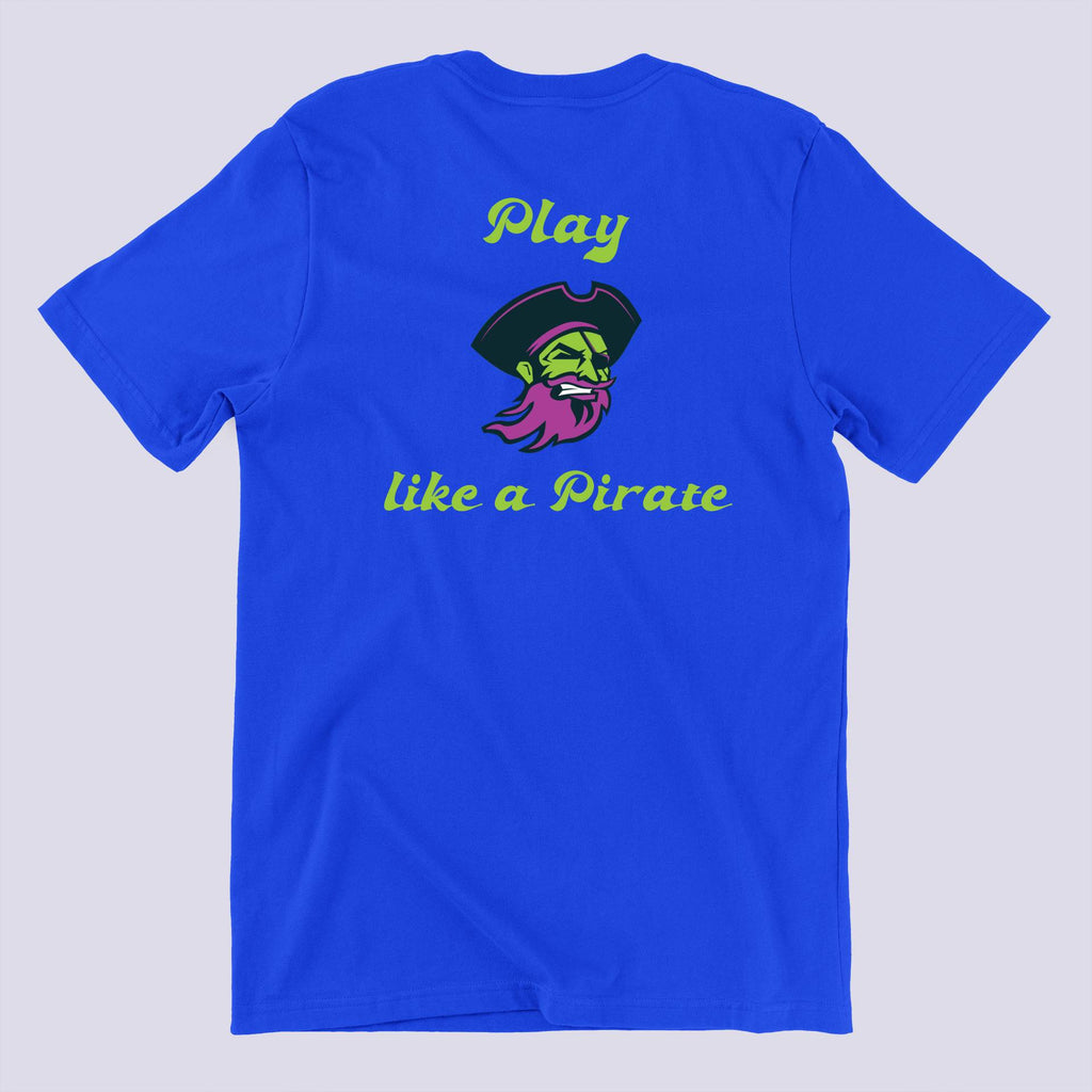Play Like A Pirate Graphic Printed Blue T-shirt