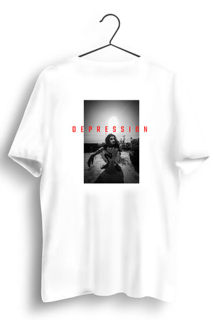 Depression Graphic Printed White Tshirt