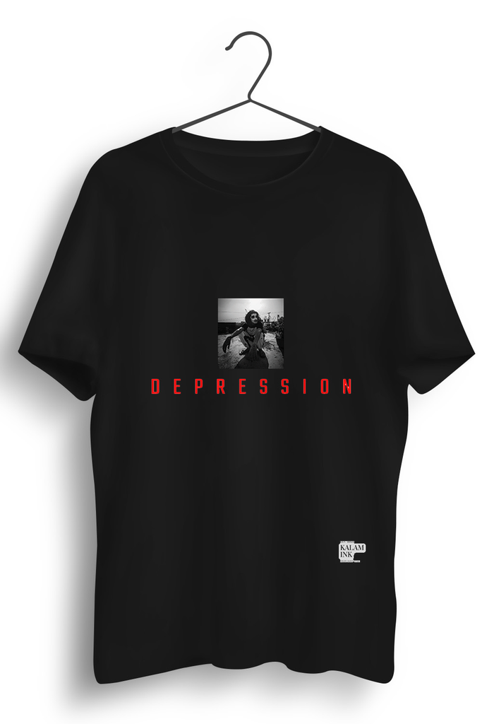 Depression Graphic Printed Black Tshirt