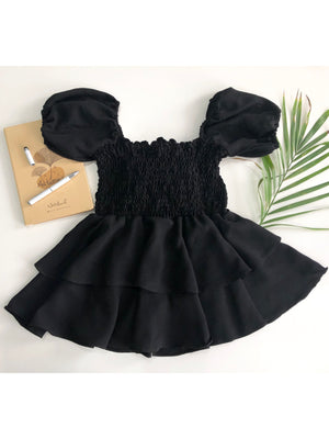 Puffed Sleeve Peplum Elastic Top