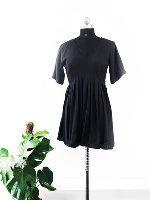 V Neck Pleated Dress