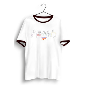 Band Silhouette White and Black Ringer Tee