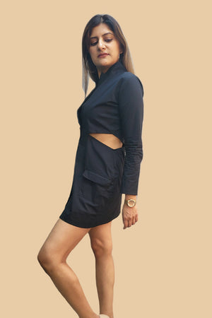 Cutout Black Blazer Dress