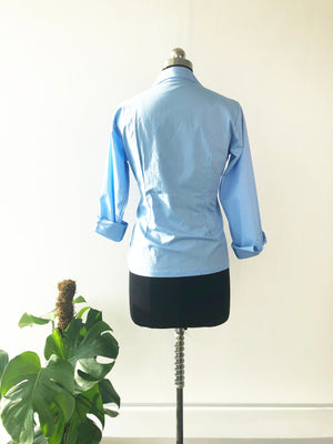 Blue Corset Button Up Shirt