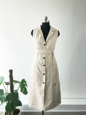 Linen Fitted Shirt Style Dress