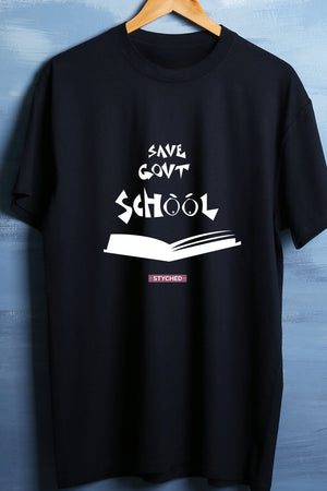 Save Govt. Schools Movement Tee - Styched In India Graphic T-Shirt Black