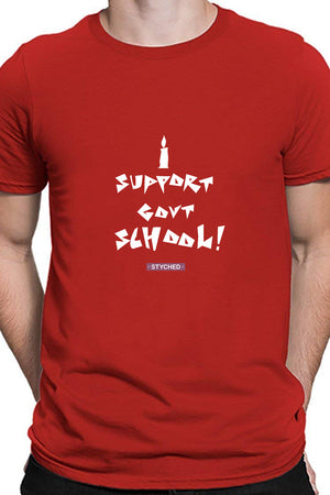 Save Govt. Schools Movement Tee - Styched In India Graphic T-Shirt Red