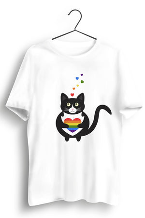 Pride cat graphic White Tshirt