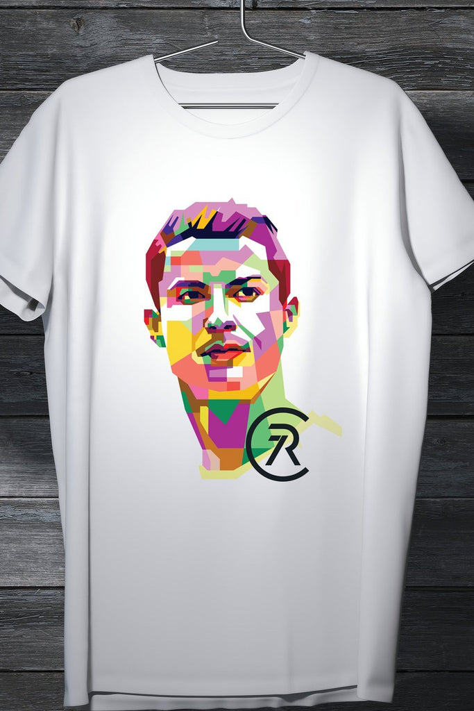 Cristiano Ronaldo - Color Art CR7 Portugal And Juventus Casual White Tee