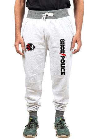 Shor Police Logo White Joggers