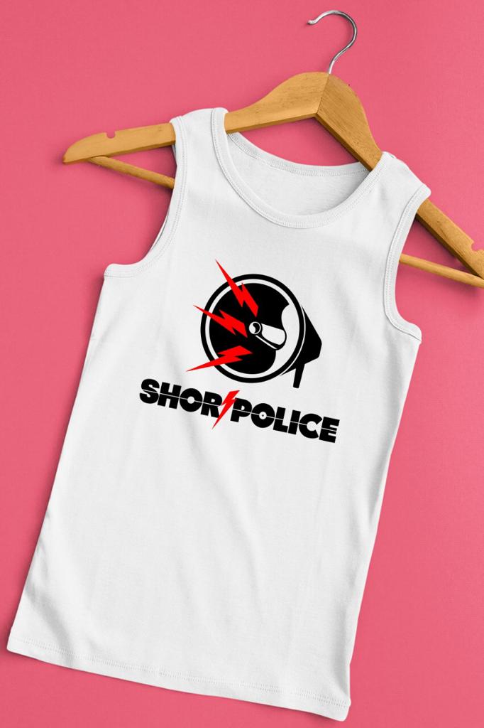 Shor Police Logo White Tank Top