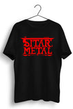 Sitar Metal Text Logo + Origin Story Black Tshirt