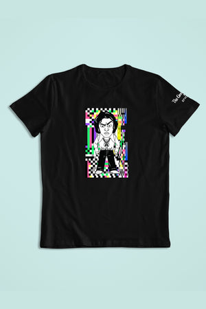 TGV Glitch Graphic Printed Black Tshirt