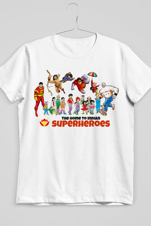 Home to Indian Superheroes White Tshirt