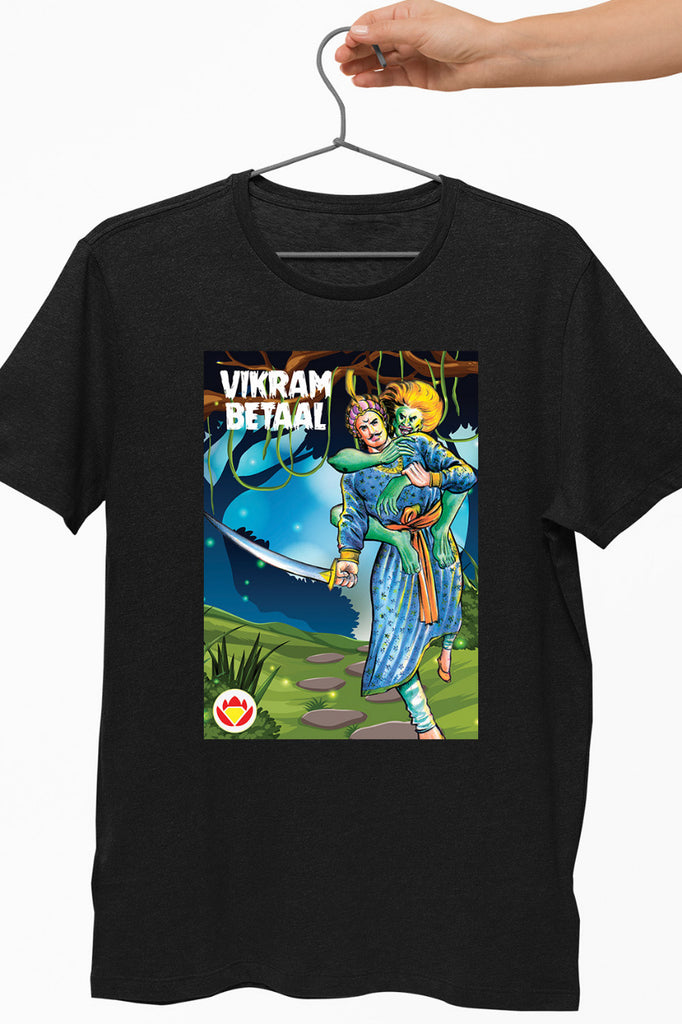 Vikram Aur Betaal Vertical Print Black Tshirt
