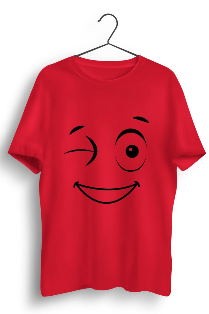 Cute Wink Red Cotton Tshirt