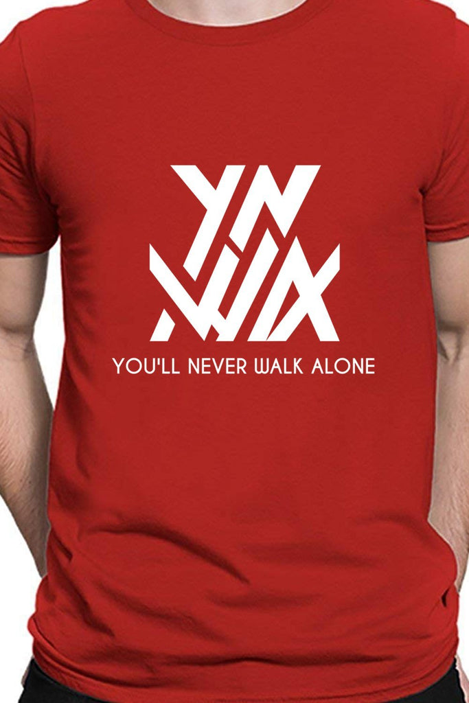 You'll Never Walk Alone YNWA - Liverpool Fan Block Printed Red T-Shirt
