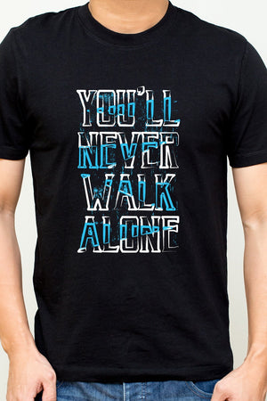 You'll Never Walk Alone YNWA - Liverpool Fan Block Printed Black Tee