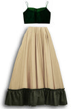 Abigale - silk skirt with ruffle hem and green blouse