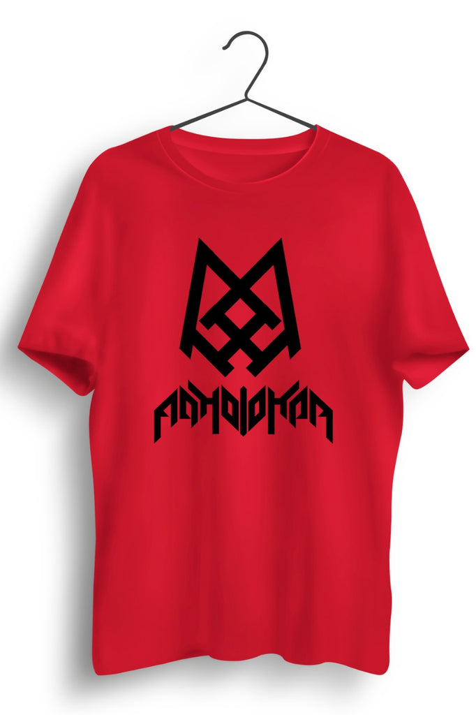 Adholokam Logo and Text Printed Red Tshirt