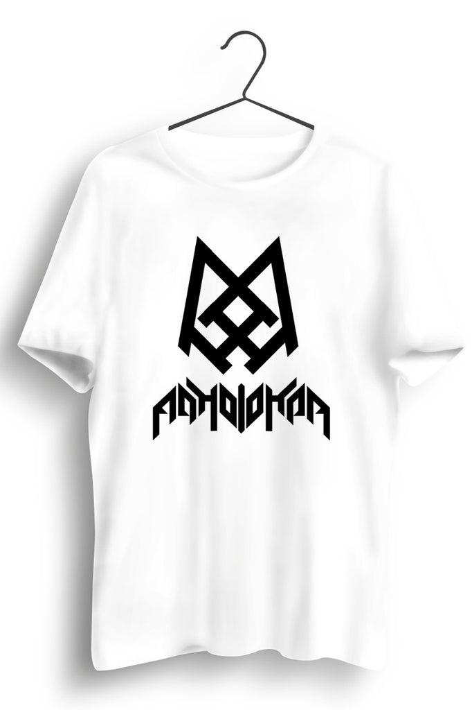 Adholokam Logo and Text Printed White Tshirt