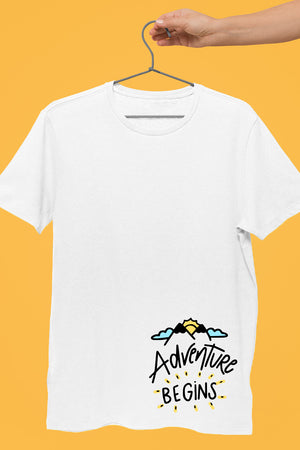 Adventure Begins White Tshirt