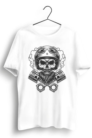 Weed Smoking Biker White Tshirt