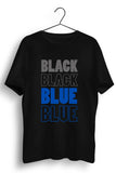 Black Blue Graphic Printed Black Tshirt