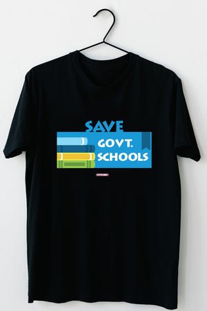 Save Govt. Schools Movement Tee - Styched In India Graphic T-Shirt Black