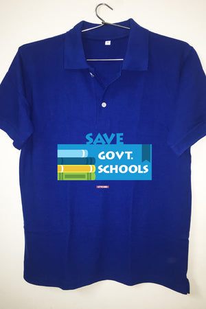Save Govt. Schools Movement Tee - Styched In India Graphic Polo T-Shirt Blue