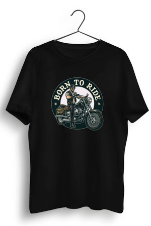 Born To Ride Circular Print Black Tshirt