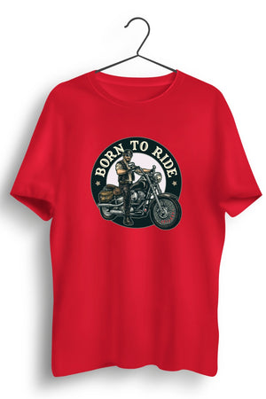 Born To Ride Circular Print Red Tshirt