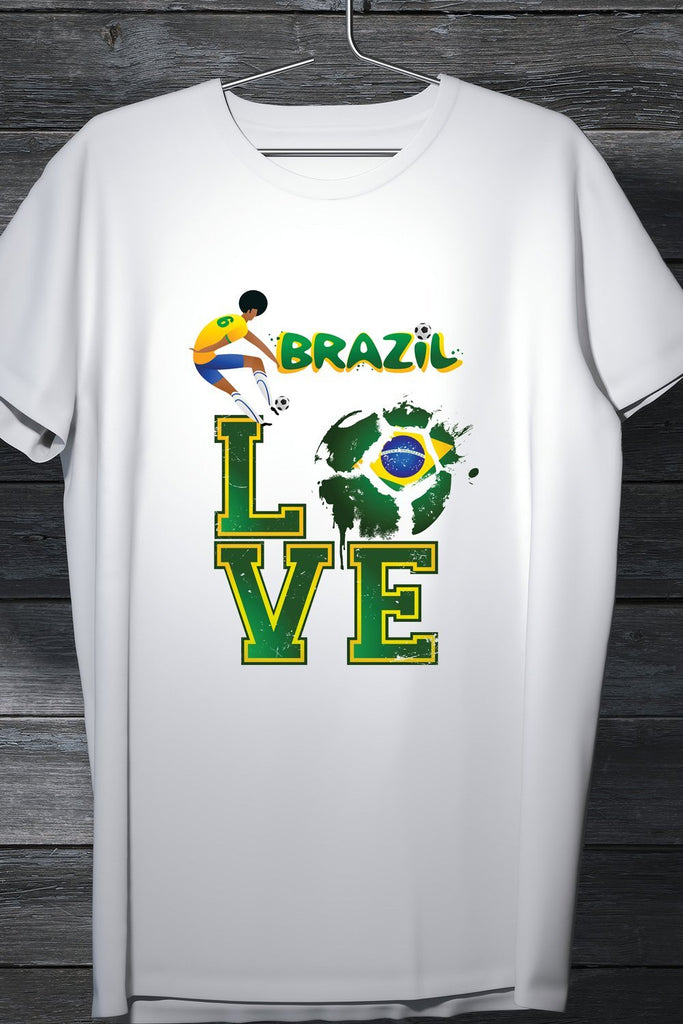 Brazilian Football Team Fan Tee- Casual Round Neck Printed