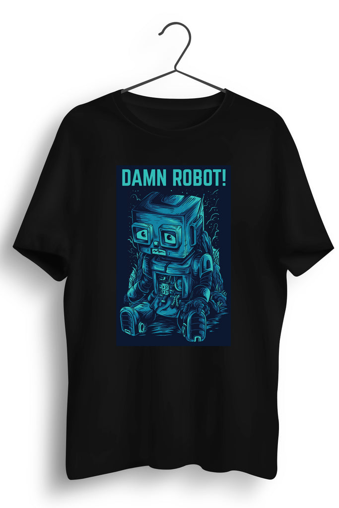 Damn Robot Graphic Printed Black Tshirt