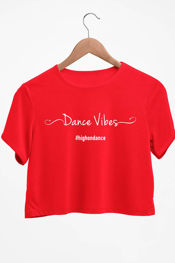 Dance Vibes Graphic Printed Red Crop Top