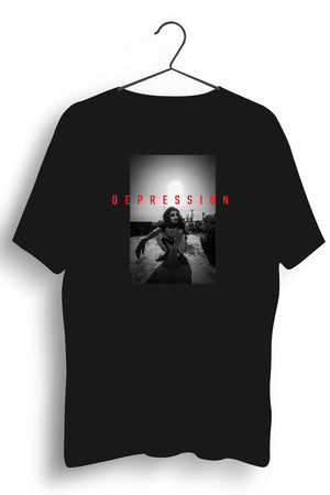 Depression Graphic Printed Black Tshirt